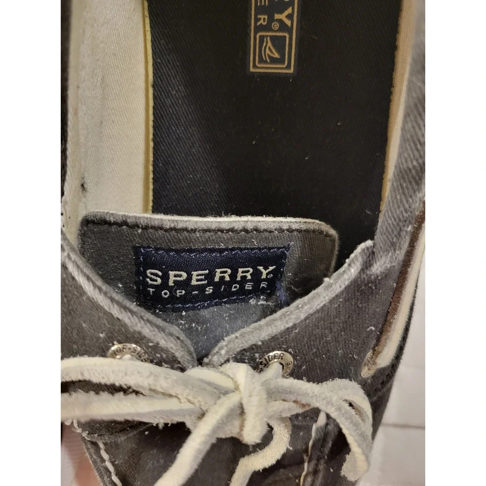 Sperry Top-Sider Women's 9.5 Canvas Boat Deck Shoes Dark Gray Fishermancore Prep
